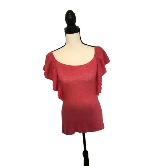 Anthropologie Tabitha Ante Autumnal Pink Rose Short-Sleeve Sweater - Medium - Picture 2 of 9